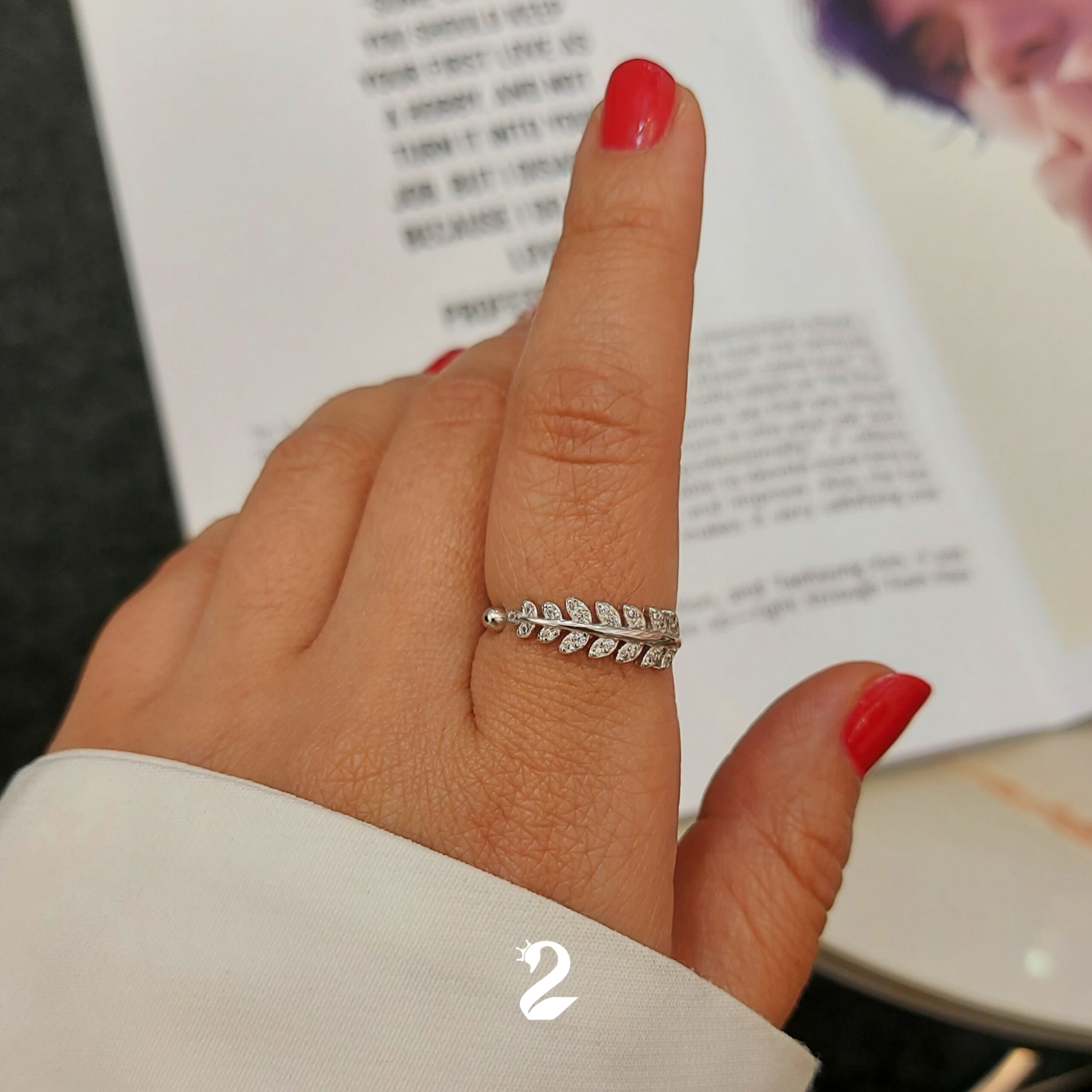 انگشتر نقره زنانه برگ ریز SR 029